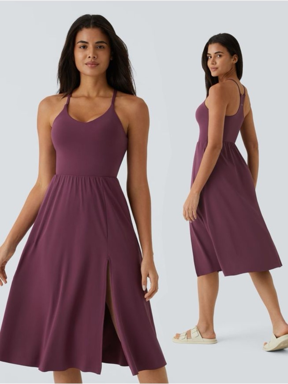 NWT Halara SoftlyZero Airy Everyday Midi Chill Dress La Land size XL fig purple